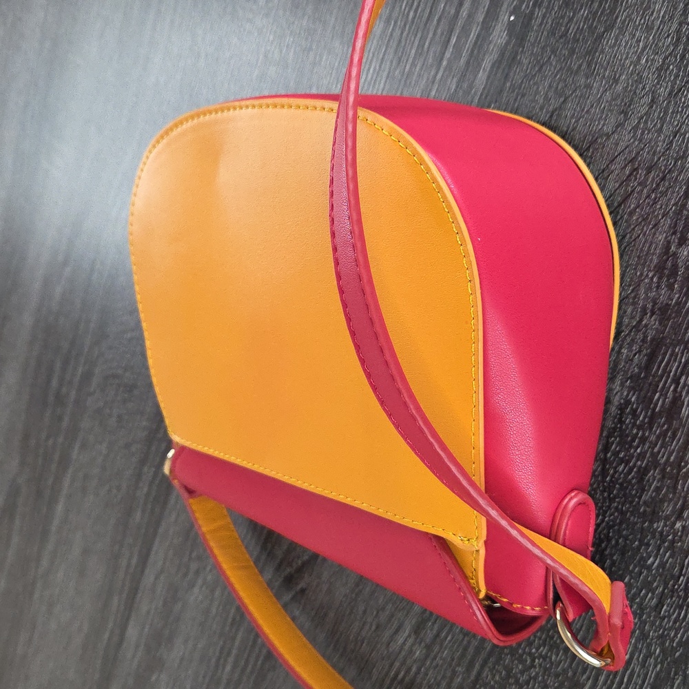 Sassy Jones Color Block Bold Orange/Red Cross Body Bag/ Purse EUC Woman Owned - Picture 10 of 16